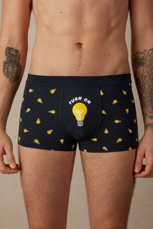 Boxer Intimissimi Light Bulb in Stretch Supima® Coton Homme Bleu Noir | FRUT4661