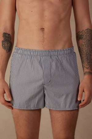 Boxer Intimissimi Print Detailed Homme Blanche Bleu | FREX4665