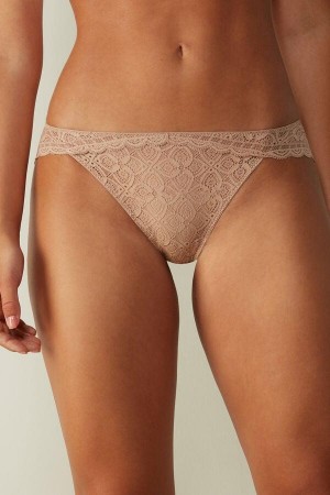 Culotte Intimissimi Low Rise Dentelle Femme Beige | FRDN4447