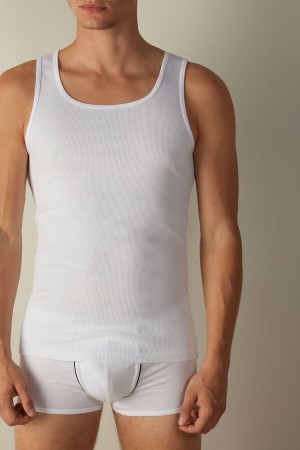 Debardeur Intimissimi Nervuré Supima Coton Homme Blanche | FRQZ3037