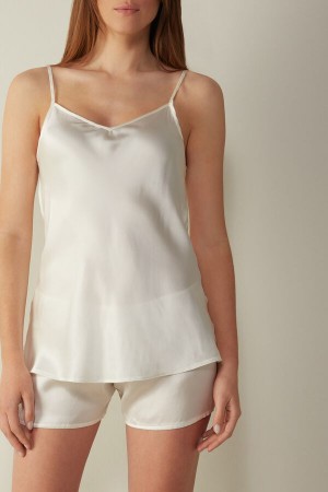 Debardeur Intimissimi Silk Satin with V-neckline Femme Blanche | FRDN3744