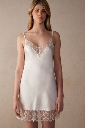 Lingerie Intimissimi Pure Charme Silk Slip Femme Blanche | FRFM3978