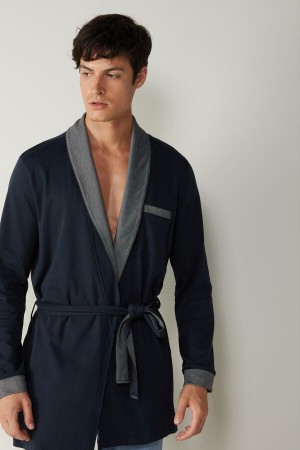 Pyjamas Intimissimi Interlock Coton Smoking Jacket Homme Bleu | FRMA4922