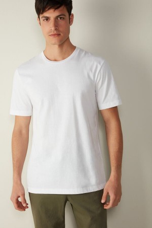 Pyjamas Intimissimi T-shirt in Coton Jersey Homme Blanche | FRHK4924