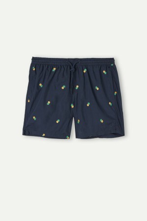 Slip de Bain Intimissimi Embroidered Pineapple Homme Bleu | FRDN4784