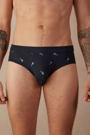 Slips Intimissimi Shark in Stretch Supima® Coton Homme Bleu Grise Foncé | FRHK4755