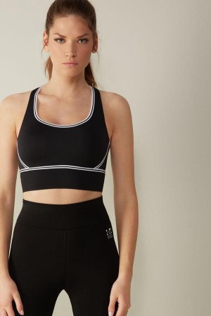 Soutien Gorge Intimissimi In Action Rembourré with Supima® Coton Lining Femme Noir Blanche | FRQZ3295