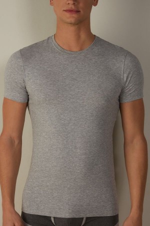 T Shirts Intimissimi in Stretch Supima® Coton Homme Grise Clair | FRFM5051